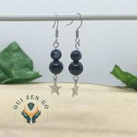 Boucle d oreille agate noir etoile 2 