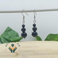 Boucle d oreille agate noir trio 1 