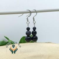 Boucle d oreille agate noir trio 2 