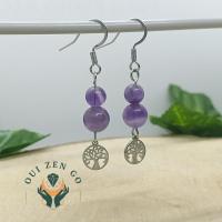 Boucle d oreille amethyste arbre de vie 1 