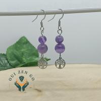 Boucle d oreille amethyste arbre de vie 2 