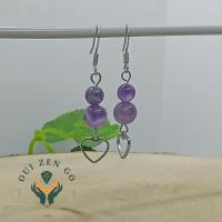 Boucle d oreille amethyste coeur 1 