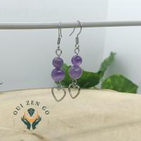 Boucle d oreille amethyste coeur 2 