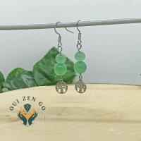 Boucle d oreille aventurine arbre de vie 1 