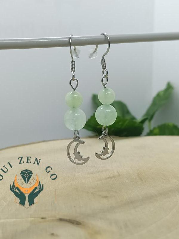 Boucle d oreille jade lune 1 