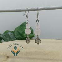 Boucle d oreille quartz rose arbre de vie 1 