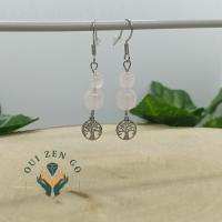 Boucle d oreille quartz rose arbre de vie 2 