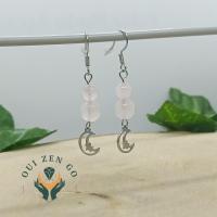 Boucle d oreille quartz rose lune 1 