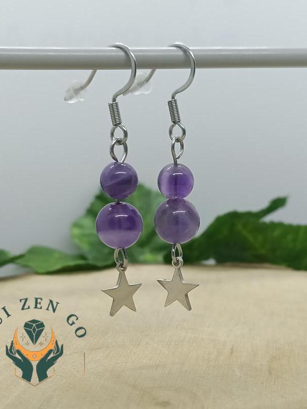 Boucles d oreille amethyste etoile 1 