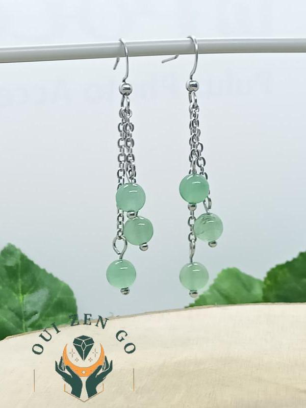 Boucles d oreilles aventurine grappe 2 