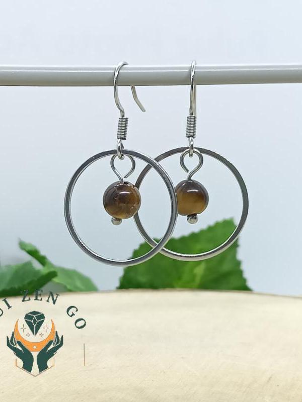 Boucles d oreilles oeil de tigre saturne 1 