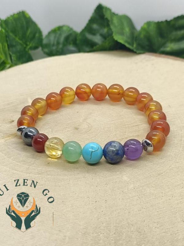 Bracelet 7 chakras cornaline modele 1 2 