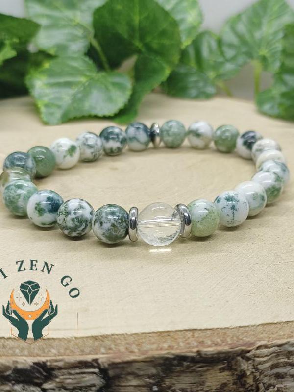 Bracelet agate arbre et cristal de roche 2 