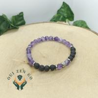 Bracelet amethyste et pierre de lave tiago 6 mm 2 