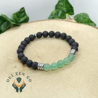 Bracelet aventurine et pierre de lave colonne 8 mm 3 