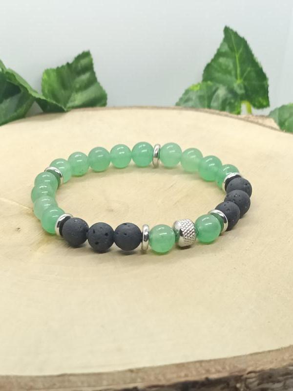 Bracelet aventurine et pierre de lave tiago 8 mm 1