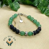 Bracelet homme aventurine et pierre de lave acier 1 