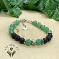 Bracelet homme aventurine et pierre de lave acier 2 