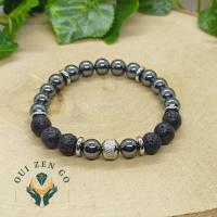 Bracelet homme hematite et pierre de lave 2 1