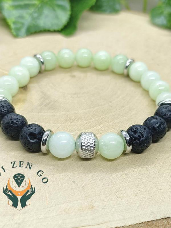 Bracelet homme jade et pierre de lave 3 