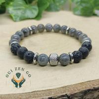 Bracelet homme labradorite et pierre de lave 2 1