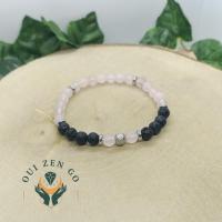 Bracelet quartz rose et pierre de lave tiago 6 mm 2 