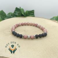 Bracelet rhodochrosite et pierre de lave tiago 6 mm 2 