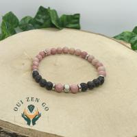 Bracelet rhodochrosite et pierre de lave tiago 6 mm 3 